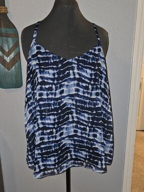 torrid Blue and White Tie-Dye Chiffon Spaghetti Strap Camisole